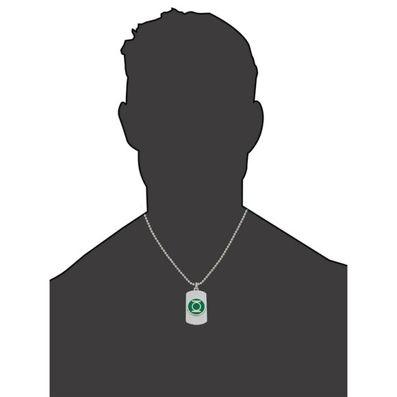 DC Comics Green Lantern Stainless Steel Dog Tag Pendant Green 22" Ball Chain - Picture 5 of 6